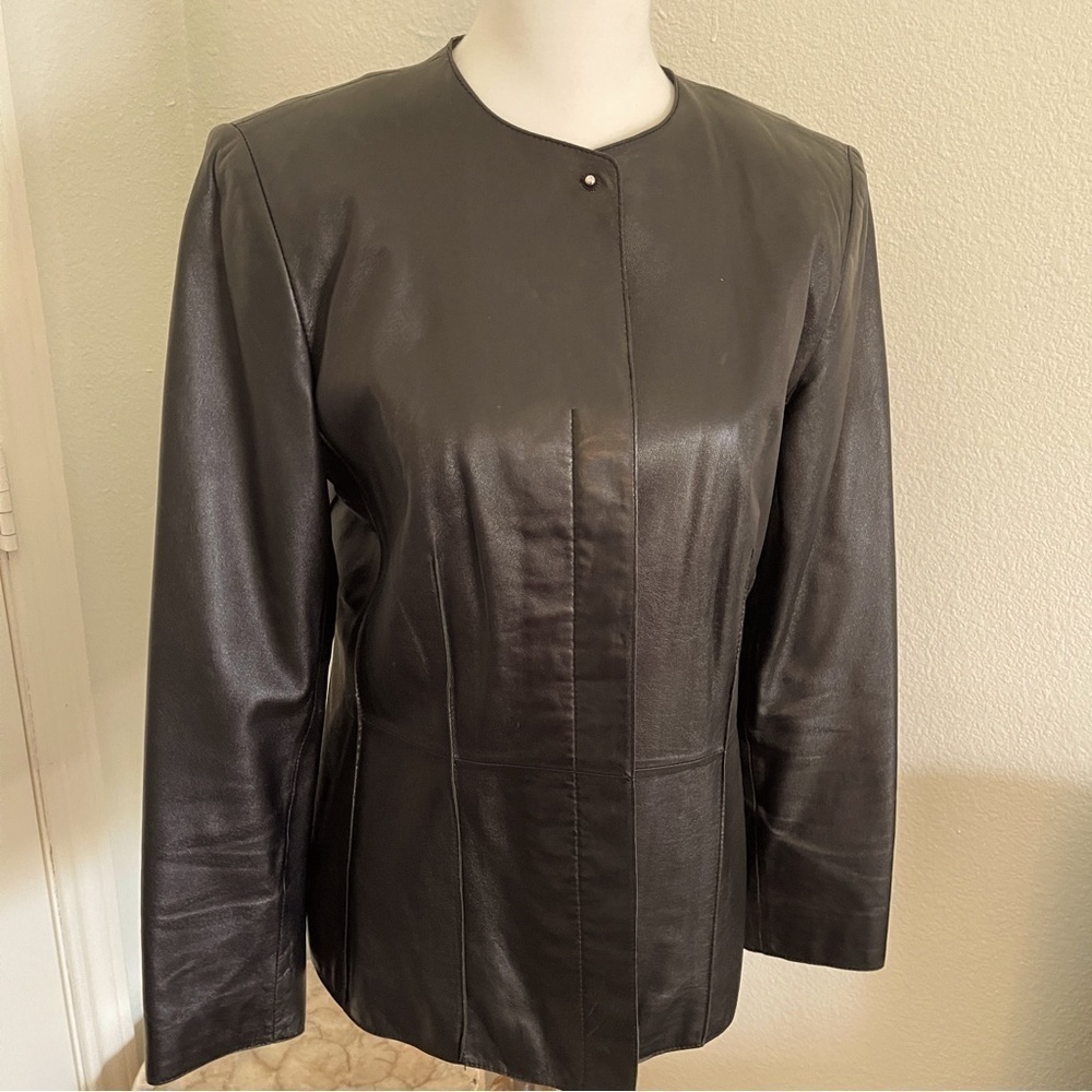 Garfield & Marks Genuine Leather Blazer - Soft Zippered Jacket Size 4